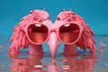 Striking Pink flamingo sunglasses. Generate Ai