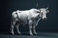 Ai Generative Portrait of a white cow with horns on a dark gray background