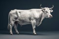 Ai Generative Portrait of a white cow with horns on a dark gray background