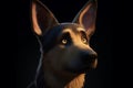 Ai Generative Portrait of a German shepherd dog on a black background