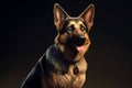 Ai Generative Portrait of a German shepherd dog on a black background