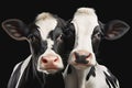Two Magnificent Cows Isolated on a Dark Background