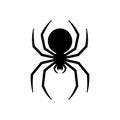 Silhouette illustration of a black spider isolated on a plain white background for design elements Royalty Free Stock Photo