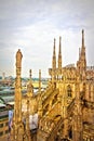 Amazing gothic architecture Duomo di Milano rooftop Italy