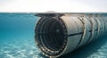 Half submerged industrial cylinder in clear blue water Royalty Free Stock Photo