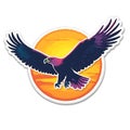 Eagle in Flight with Sunset Background Sticker Sticker Design Generative AI Royalty Free Stock Photo