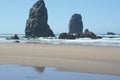 Prominent Marine Rock Formations And Cannon Beach Royalty Free Stock Photo