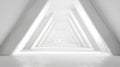 White Corridor With Triangular Frame Design Leads Toward Bright Light Source Royalty Free Stock Photo