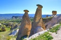 Three beauties of ÃÅrgÃÂ¼p fairy Chimneys Cappadocia landscape Turkey Royalty Free Stock Photo