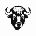 Bold and captivating black and white yak front view artistic silhouette Royalty Free Stock Photo