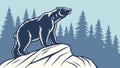 Bear on snowy mountain cliff, winter wilderness and powerful wildlife, vector design Generative AI Royalty Free Stock Photo