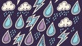 Raindrops & Lightning Bolts Abstract Pattern, vector design Generative AI Royalty Free Stock Photo