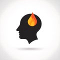 Head with fire icon vector illustration: creative mind, passion, ideas, and inspiration on transparent background Royalty Free Stock Photo