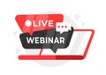 Striking vector illustration of a Live Webinar concept with speech bubbles, perfect for online educational events and