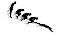 Dynamic Diver Silhouette Sequence - Action Progression Royalty Free Stock Photo