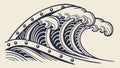 Traditional Japanese Wave: Ornate Patterns, Dynamic Ocean Art vector design Generative AI Royalty Free Stock Photo