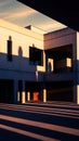 Golden Hour Shadows on Modern Concrete Architecture Royalty Free Stock Photo