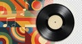 Retro vinyl record on a colorful musical abstract background Royalty Free Stock Photo