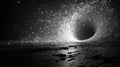 A striking visual inspired by the cosmic force of GargantuaÃ¢â¬\'a massive, bright white-black hole in the midst of collapsing Royalty Free Stock Photo