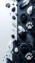Yin Yang Nature Elements with Paw Prints and Feathers Royalty Free Stock Photo