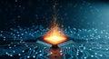 Advanced Microchip Technology with Glowing Core and Circuit Board Connection Visual Representation Royalty Free Stock Photo