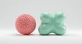 Contrasting 3D forms in pink and glossy teal Royalty Free Stock Photo