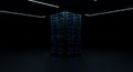 Central data tower in futuristic dark server room Royalty Free Stock Photo