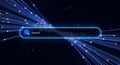 Futuristic blue search bar with data streams Royalty Free Stock Photo