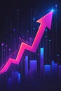 A striking visualization showcases a bold upward trend with bright colors, symbolizing progress and growth in data