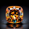 A striking zircon gemstone in a precision-cut square shape with dazzling fire Royalty Free Stock Photo