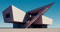 A strikingly modern building with sharp, angular lines and geometric shapes. It Royalty Free Stock Photo