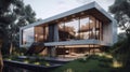 A strikingly modern home featuring sharp geometric shapes. Modern house architecture. AI generated