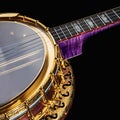 5-string banjos on black background Royalty Free Stock Photo