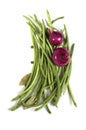 String bean and onion isolated Royalty Free Stock Photo