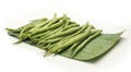String bean raw food on banana leaf isolate has clipping paths Royalty Free Stock Photo