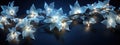 A string of blue lights on a dark background, AI Royalty Free Stock Photo
