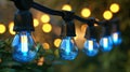 The String of Blue Lights. AI generated Royalty Free Stock Photo