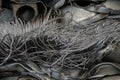 string cable and aluminium scrap has been pressed for recycling. Royalty Free Stock Photo