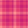 String check fabric background, cute tartan pattern textile. Lovely plaid texture seamless vector in red and pink colors