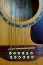 12-string electro-acoustic guitar, bridge Royalty Free Stock Photo