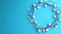 Glowing white fairy lights forming circular pattern against festive bright background, creating whimsical blue ambiance Royalty Free Stock Photo