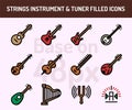 String instrument icon set. Outline filled icons base on 48 pixel with pixel perfect