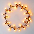 String Lights Arranged in Circular Shape on White Background Royalty Free Stock Photo
