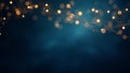 String lights with bokeh effect on a dark blue background creating a festive atmosphere Royalty Free Stock Photo