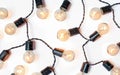 String Lights with Bulbs Wired in Series,  on White Background, Generative Ai Royalty Free Stock Photo