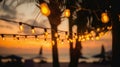 Sunset Beach Lights Royalty Free Stock Photo