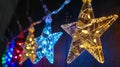 String lights with a star closeup Royalty Free Stock Photo