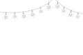 string of outdoor lights, light bulb garland, black line isolated vector decoration, holiday lamps for wedding or Royalty Free Stock Photo