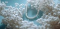 String Of Pearls Among White Flowers Creates a dreamy ambiance Royalty Free Stock Photo
