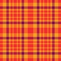 String plaid vector textile, pixel seamless check pattern. Christmas ornament background tartan fabric texture in orange and red